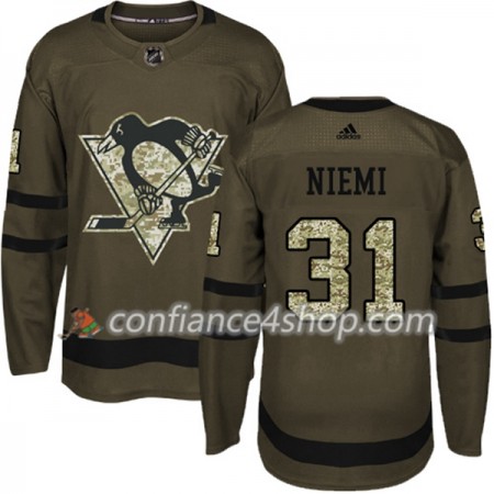 Adidas Maillot de Hockey Pittsburgh Penguins Antti Niemi 31 2017-2018 Camo Vert Authentic - Homme